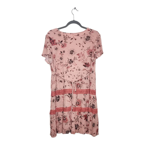 Maurices Pink Floral Lace Trim Baby doll Dress Size M - Picture 7 of 11